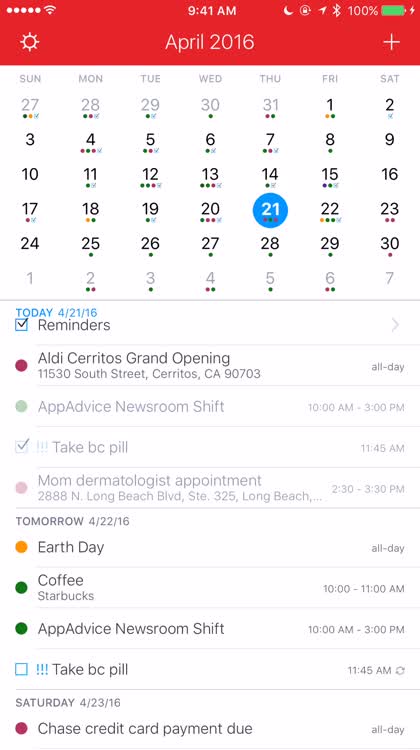 Your calendar at-a-glance