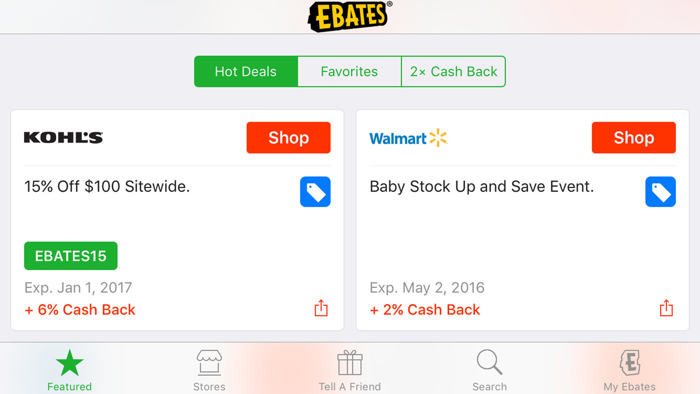 Rakuten Cash Back Deals by Rakuten Ebates