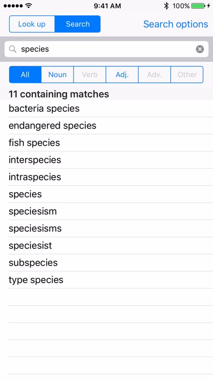 Word types and options