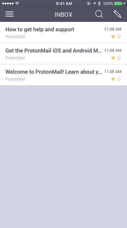 The ProtonMail main interface