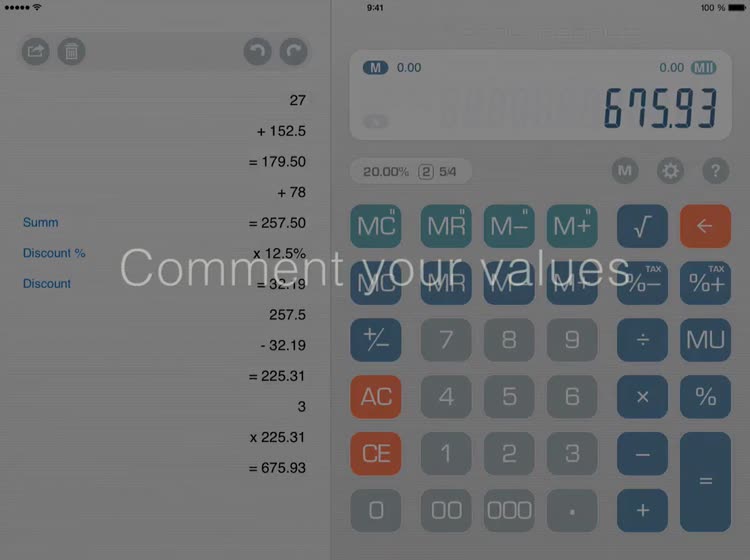Calculator Total Recalc Business desktop tool with proper percentage