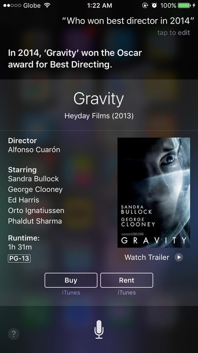 Siri movie Easter eggs best director Gravity