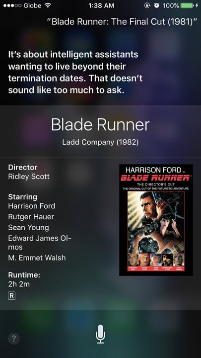 Siri movie Easter eggs Blade Runner