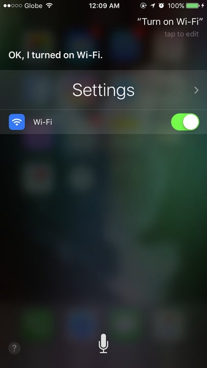 Siri change settings Wi-FI